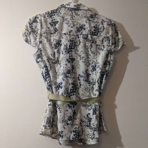 Reitman's Floral Button Down Ribbon Blouse